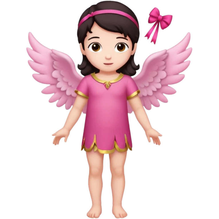 Full body Cupid in pink with a bow and dark hair emoji