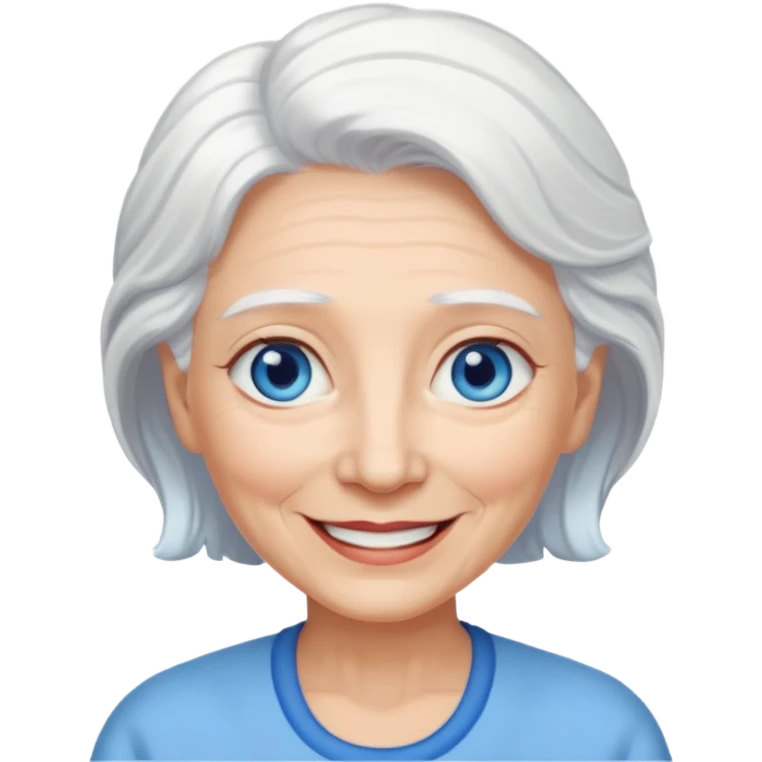 abuela con ojos azules, pelo blanco, tez blanca emoji
