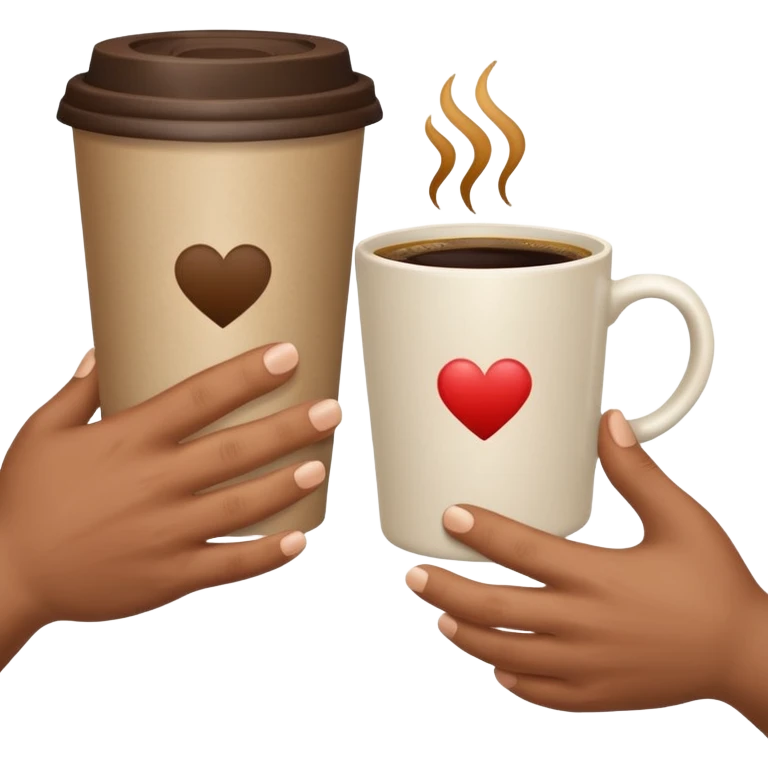 left hand giving a video file icon, right hand giving a coffee cup, simple, clear, no text emoji
