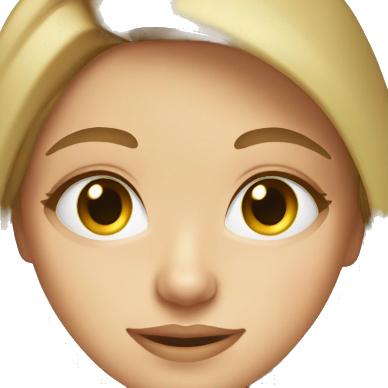 White girl emoji with straight long light brown hair and light green eyes emoji