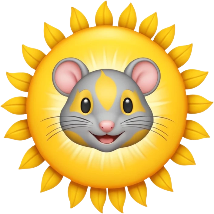 A gray mouse inside of a sun ☀️ 🐭 emoji