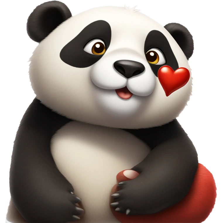 urso panda abraçando um coraçao emoji