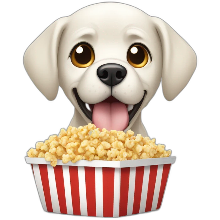 Chien qui mange des popcorns emoji