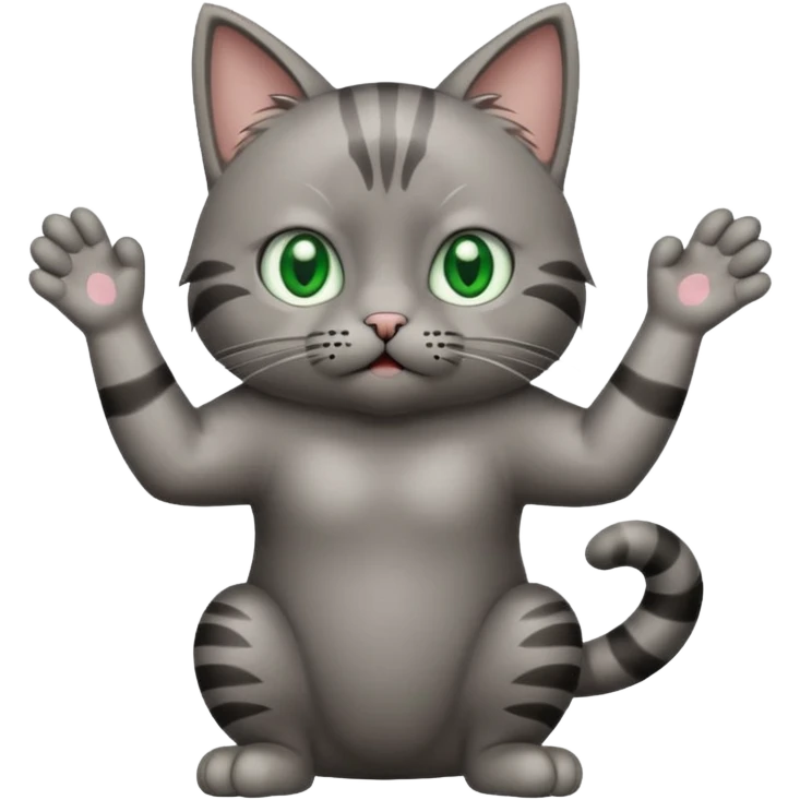 A cat lifting both paws, shrugging, and making a bewildered face emoji
