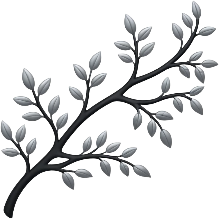 Black and silver filigree branch, 3D, extremely detailed design emoji
