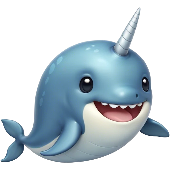 Cinematic Comical Cute Narwhal Portrait Emoji, Head tilted dramatically with an exaggeratedly amused expression, featuring a uniquely curved tusk, a sleek body with wide, comically expressive eyes brimming with playful disbelief, Simplified yet hilariously expressive features, highly detailed, glowing with a slightly sassy oceanic glow, high shine, dramatic yet playful, stylized with an air of cheeky marine mischief, soft glowing outline, capturing the essence of a meme-worthy cute narwhal that looks ready to side-eye its way into viral fame! emoji