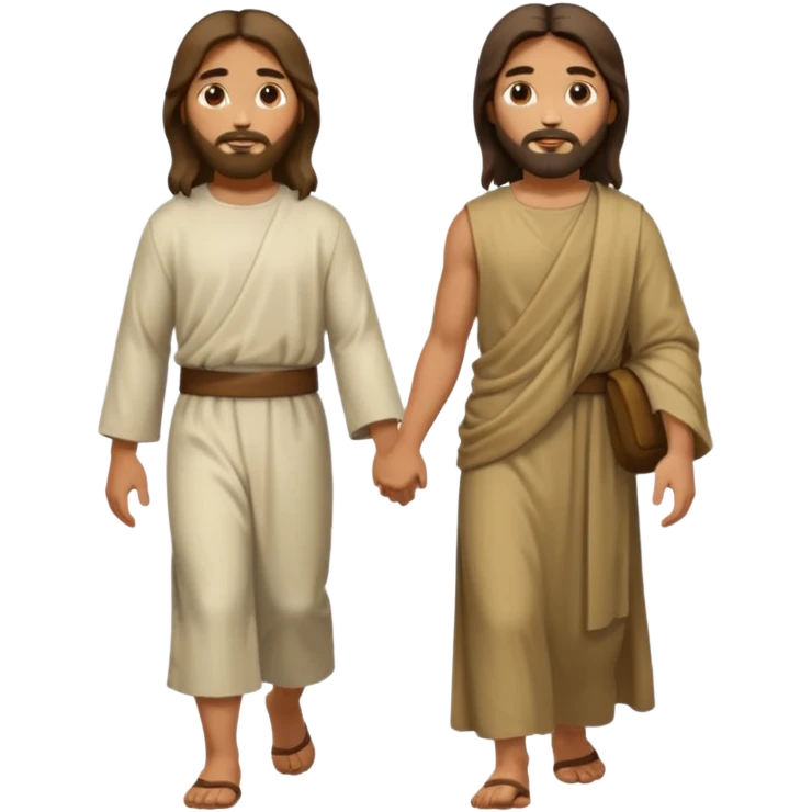 Jesus and a person walking side by side emoji
