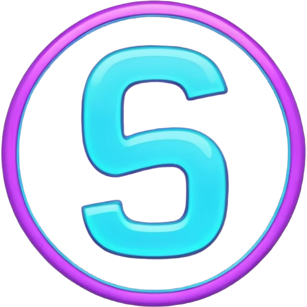 futuristic minimalistic emoji icon, letters "G" formed by three glowing digital lines representing Storm, Atom and NoizeGames, neon purple (#8B5CF6) and cyan (#00E0FF) on dark background, modern tech style, 1:1 aspect ratio emoji