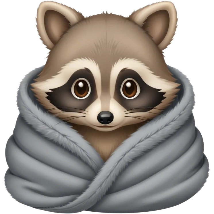 Baby raccoon cozy in a blanket  emoji