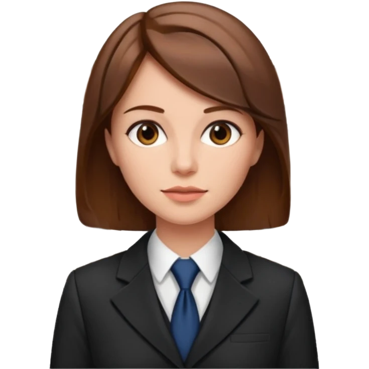 legal expert woman with brown hair in a suit courthouse in the background emoji