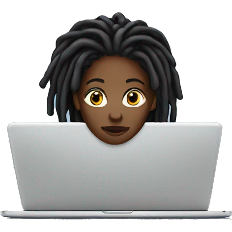 black woman with dreads behind laptop emoji