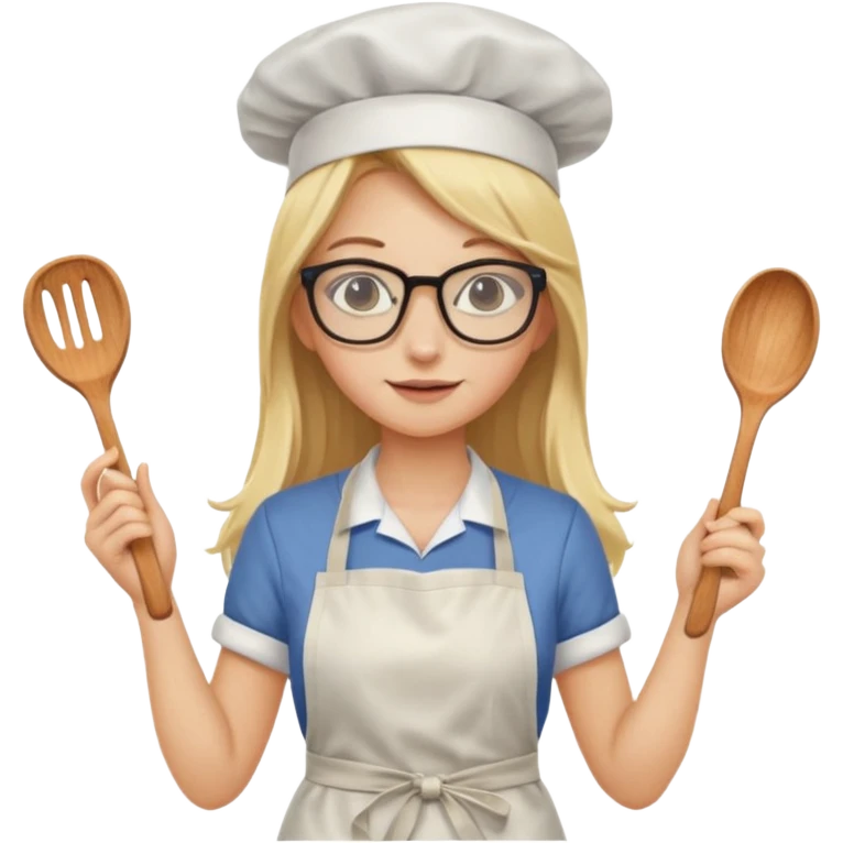 je voudrai un emoji d'une fille aux cheveux longs et blonds avec des lunettes entrain de cuisiner emoji