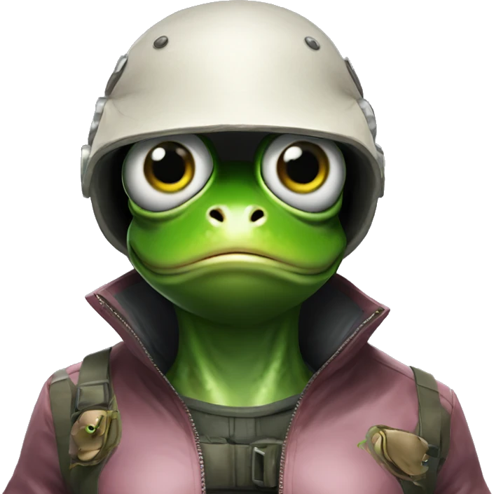 Frog wearing Jill valentines resident evil outfit emoji