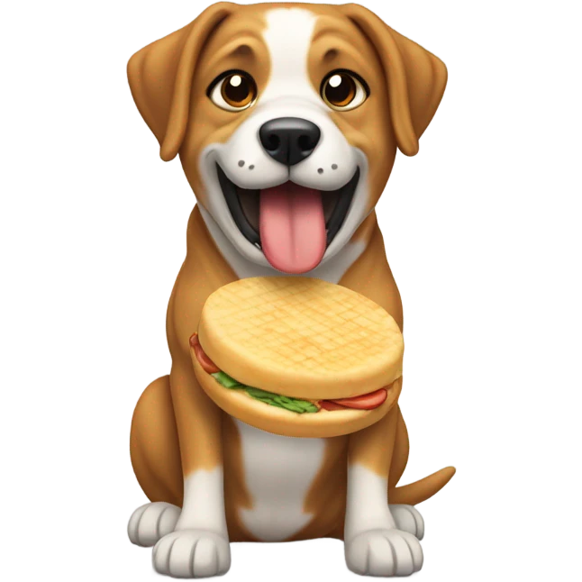 Perro comiendo Arepa  emoji