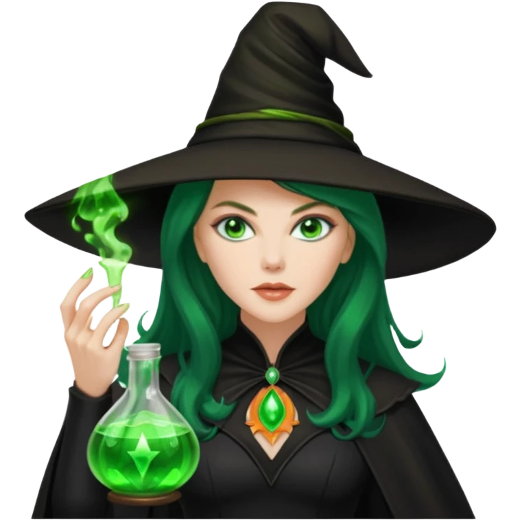 Nicole Kidman making green glowing potion in witch costume emoji