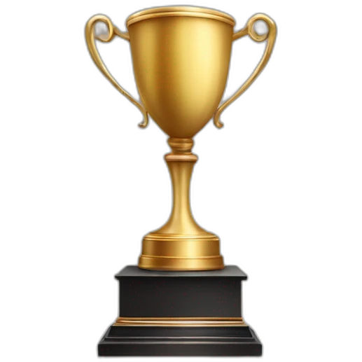 royal empty Christian trophy for the winner with a cross on royal background emoji