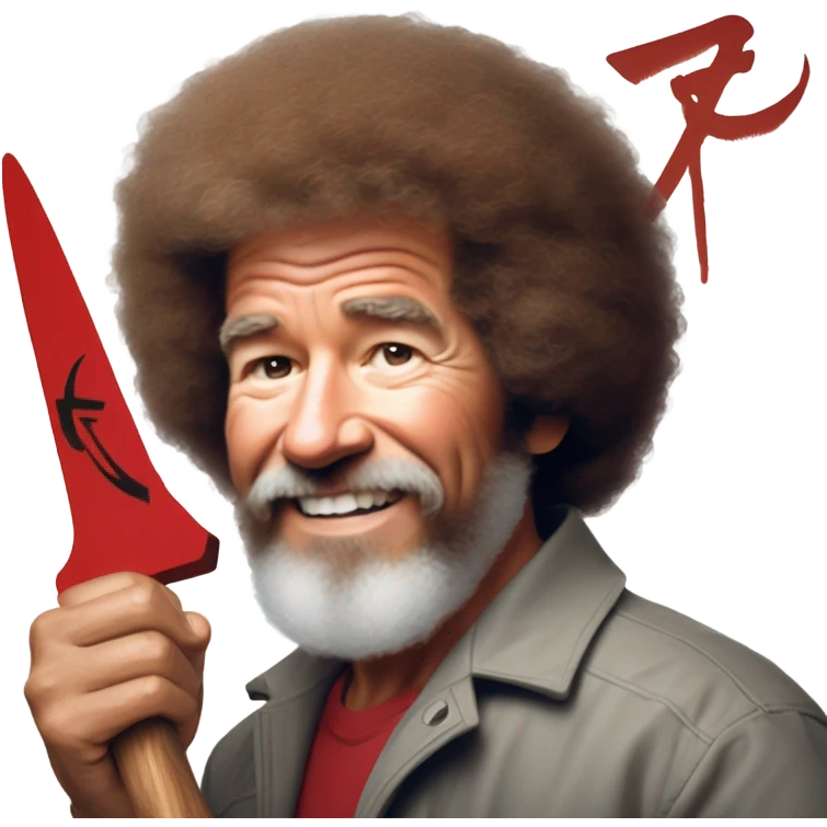 bob ross painting a hammer and sickle emoji