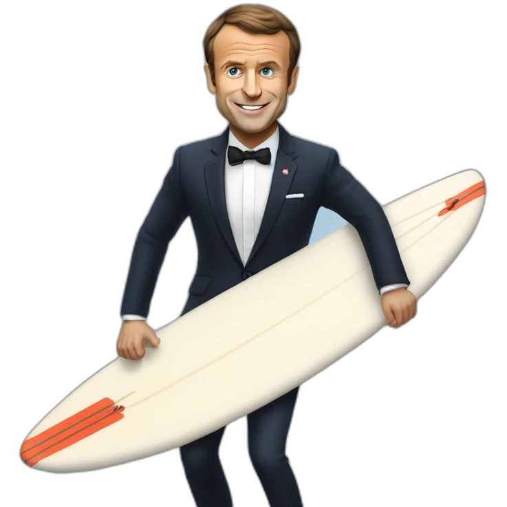 Emmanuel Macron surfant emoji