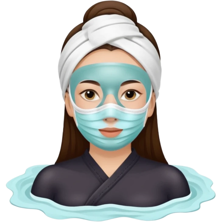 Lady with face mask spa beauty full face relaxing emoji