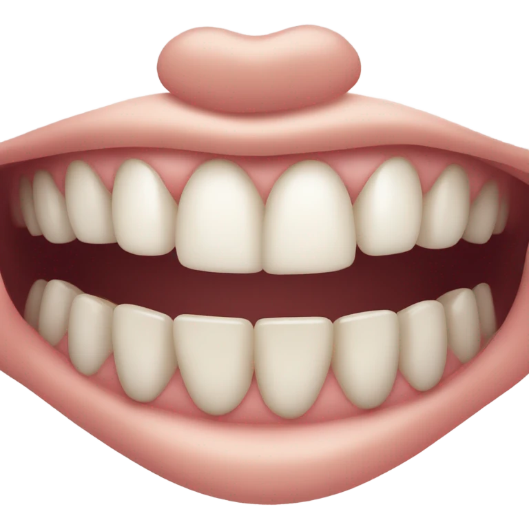Bland and white picture of human mouth with grills emoji