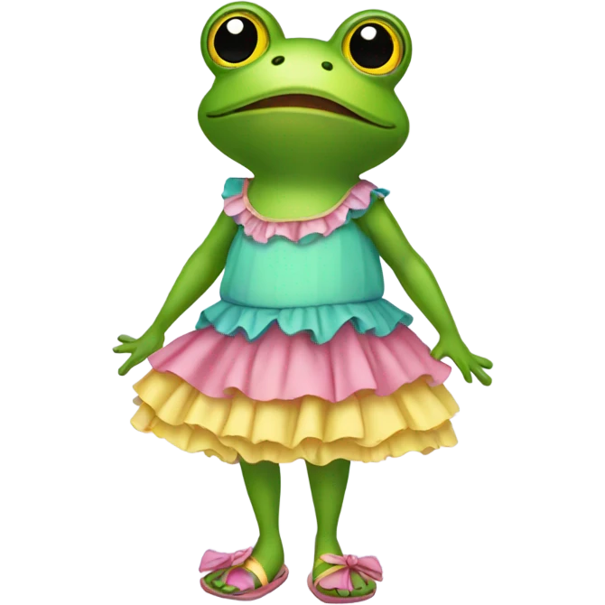 Frog wearing sandals and a dress emoji