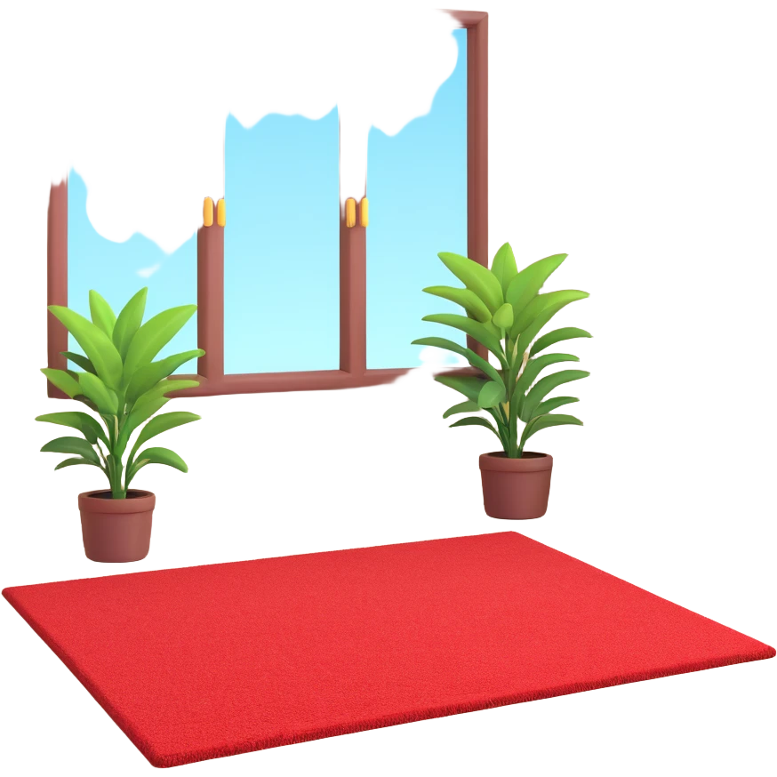 a carpet on the floor in a room, with a window and a plant emoji