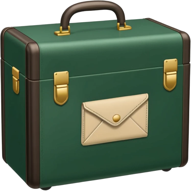 dark green open case with light beige bills emoji