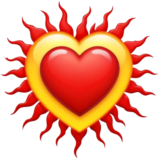 Epic Red Heart surrounded by a dreary sun, give it an anime-like aesthetic emoji