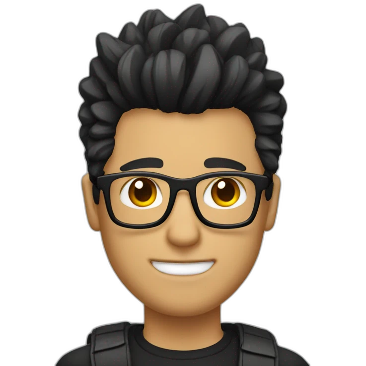 a guy with white glasses,black Fauxhawk hairstyle emoji