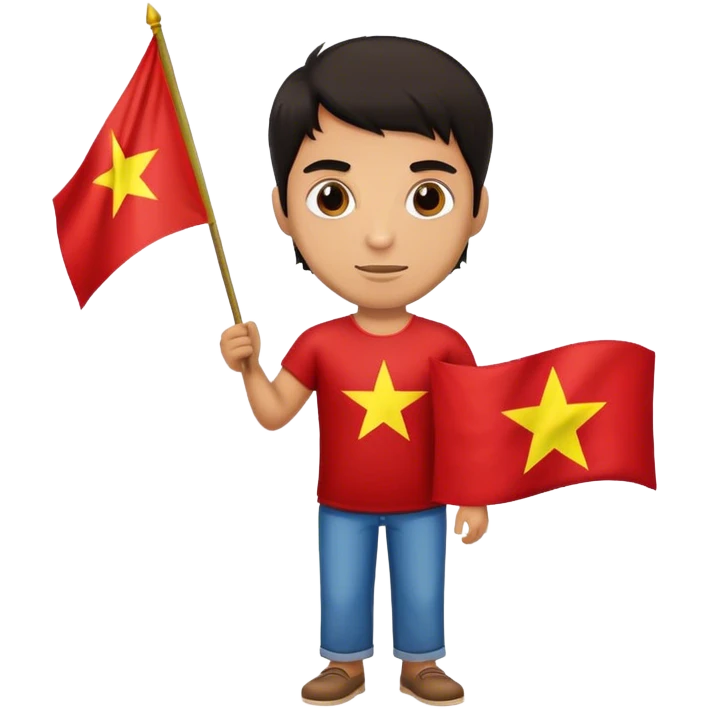 cool guy holding Vietnam flag emoji