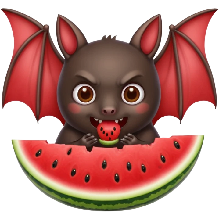 Bat eating watermelon emoji
