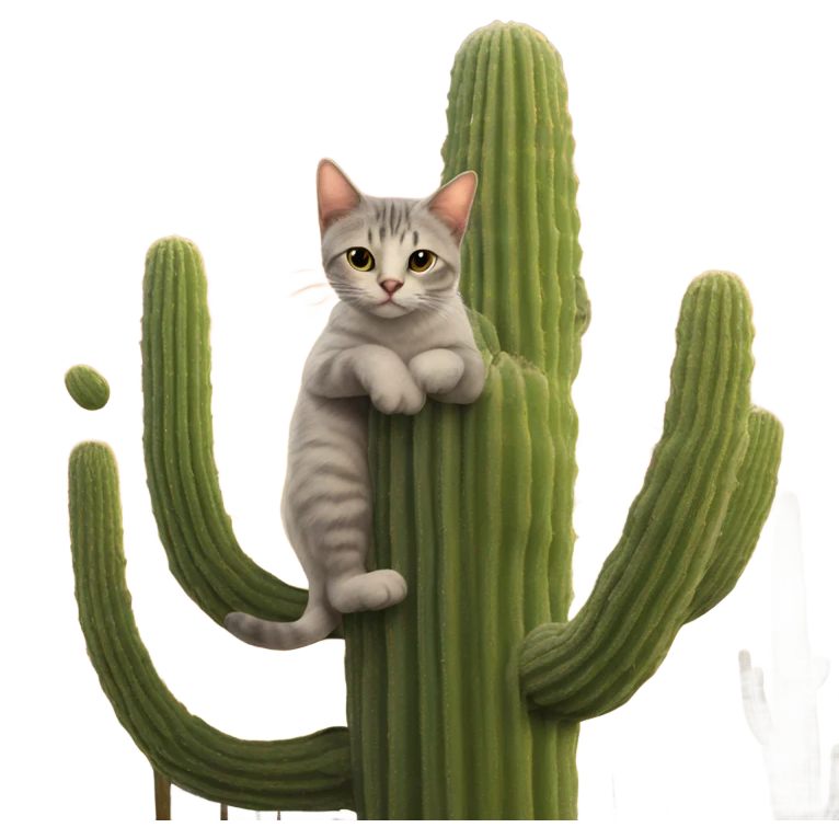 Cat on saguaro emoji
