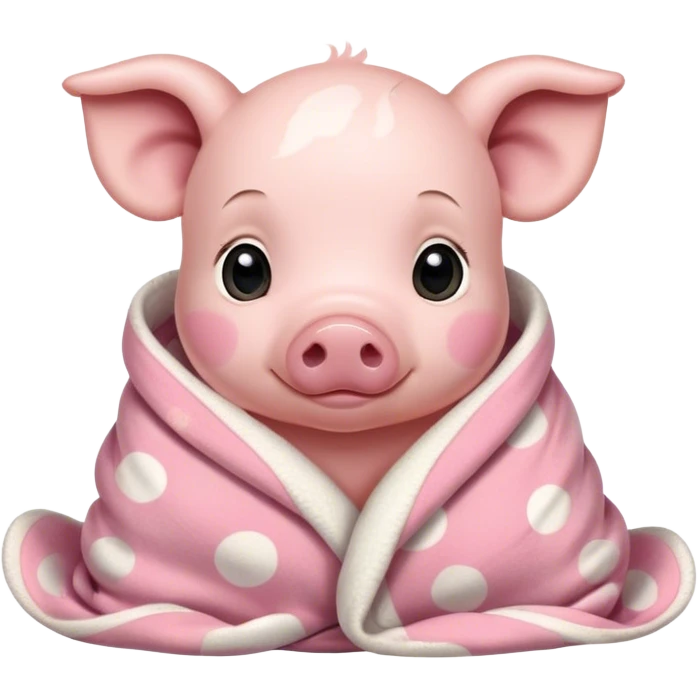 Spotted baby pig cozy in a blanket emoji