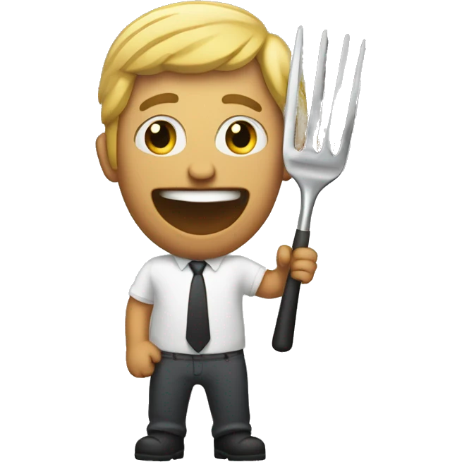 Me holding a pitch fork emoji