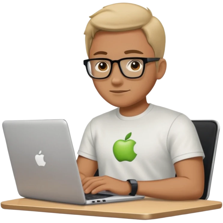 apple style guy working on laptop emoji