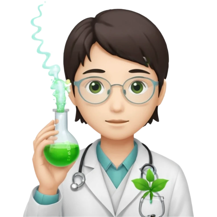 scientist japanese with green epruvete emoji