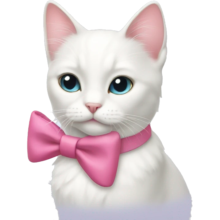 a white cat with a pink bow  emoji