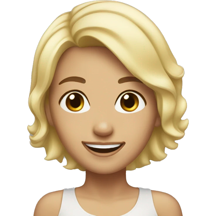 Happy face girl short blonde hair  emoji