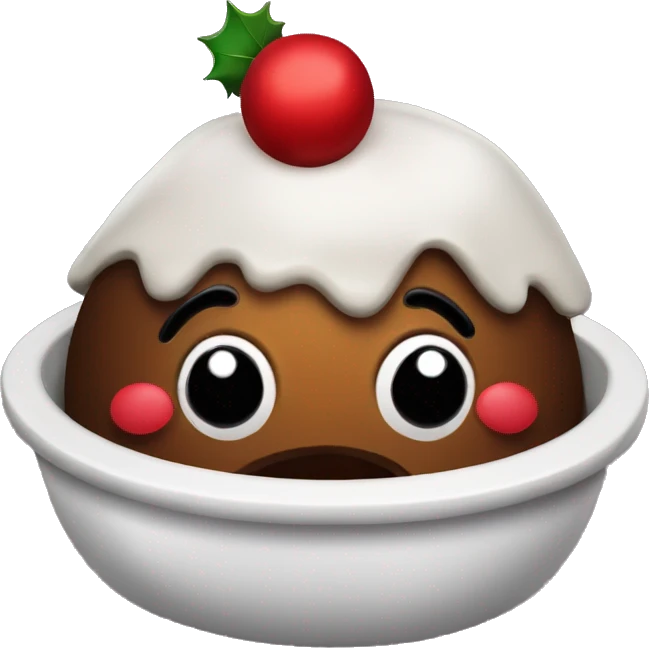 christmas pudding with tounge out  emoji