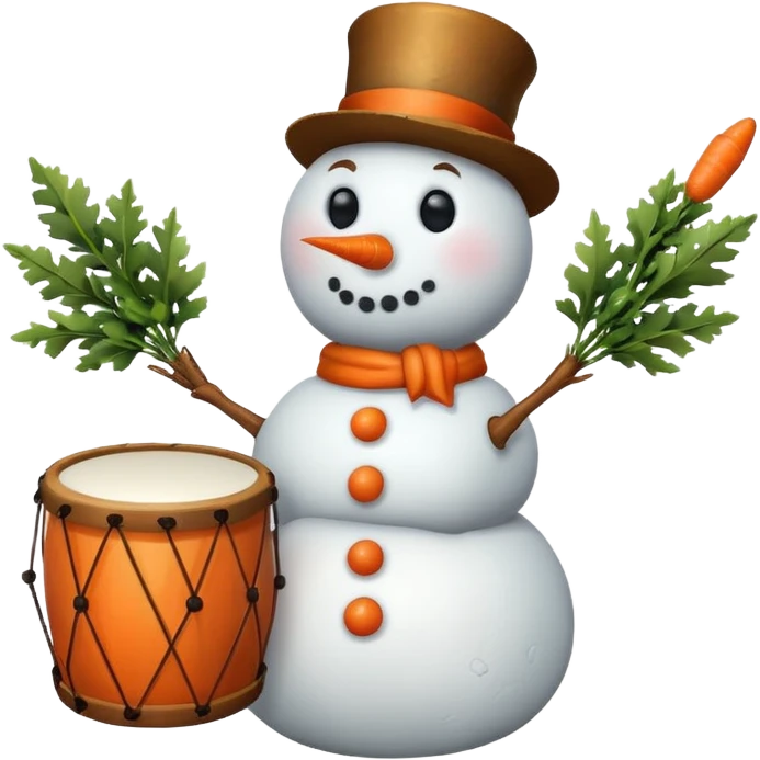 Snowman with Musical Instrument drum emoji
