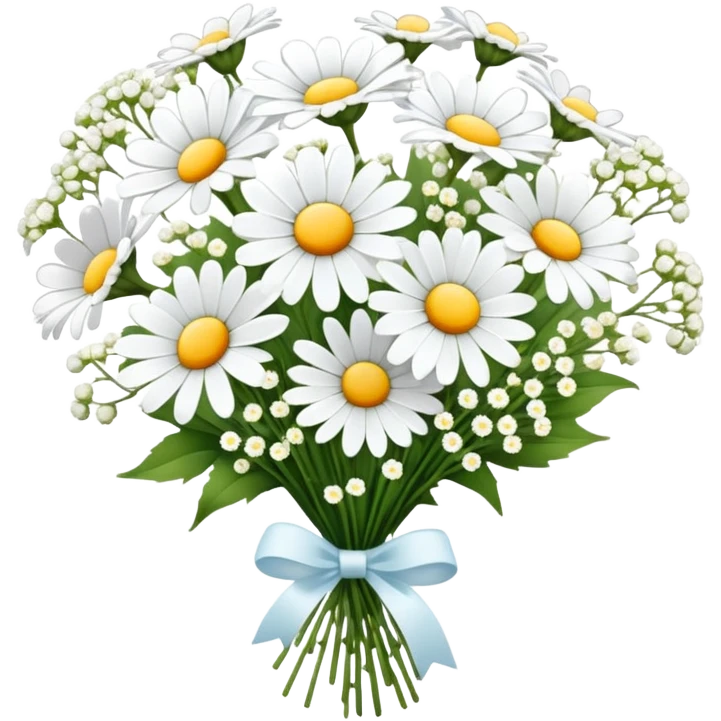 daisy and babies breath bouquet  emoji