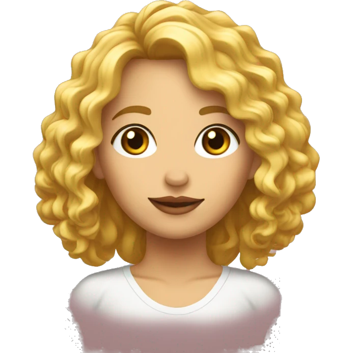 Chica rubia pelo rizado flequillo emoji