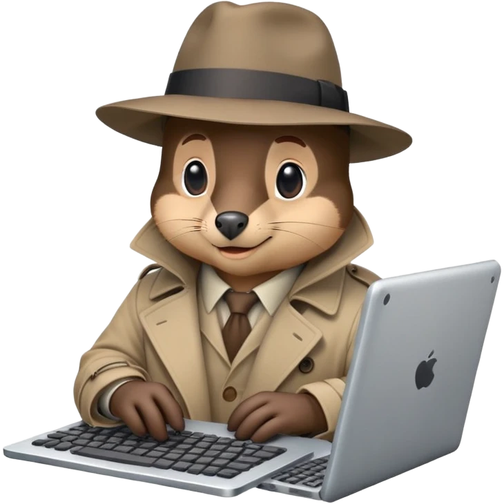 mole dressed like a spy using computer chat emoji