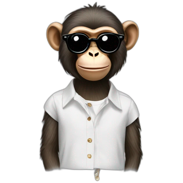 monkey with glasses and Balenciaga clothing emoji