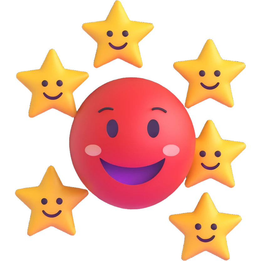 smiling face with smiling eyes and four stars emoji