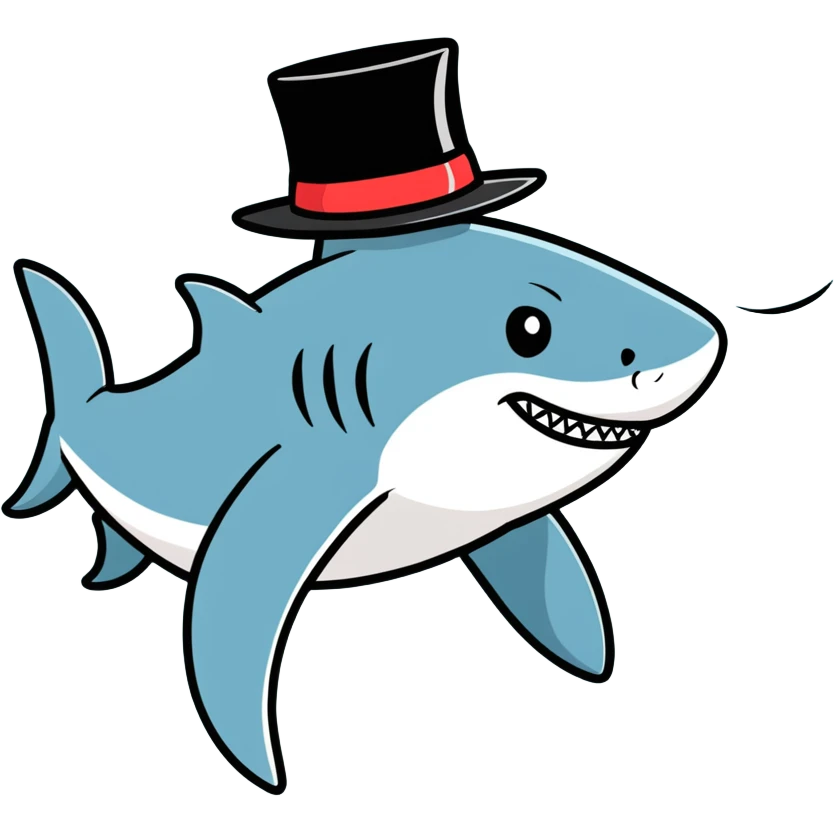 Shark with a top hat emoji