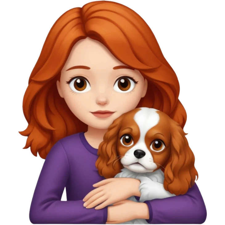 Daughter hughing king charles cavalier emoji