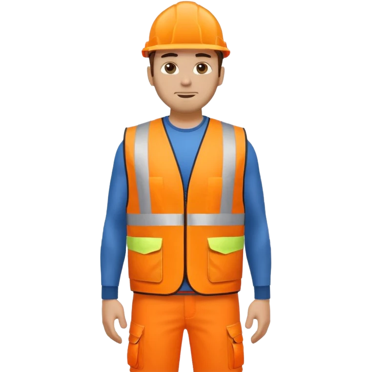 man in orange hi vis vest standing full body emoji