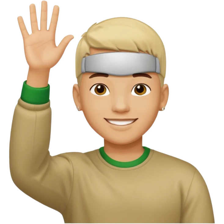 joven trigueno corte de pelo reguetoon sonrisa bonita saludando mano arriba emoji