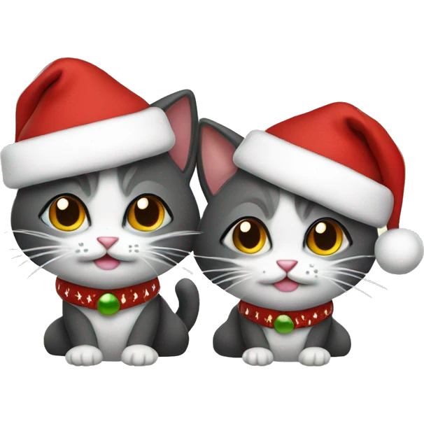 Two cats wearing santa outfits emoji